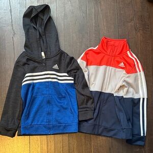Adidas Kids' Black and Blue Hoodie with Red and Gray Jacket
